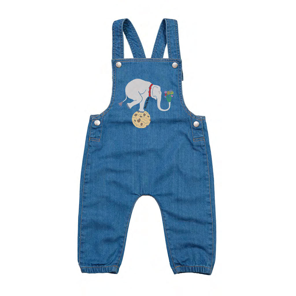 Organic Cotton Kids Denim Dungarees - Ice Gem Monkey