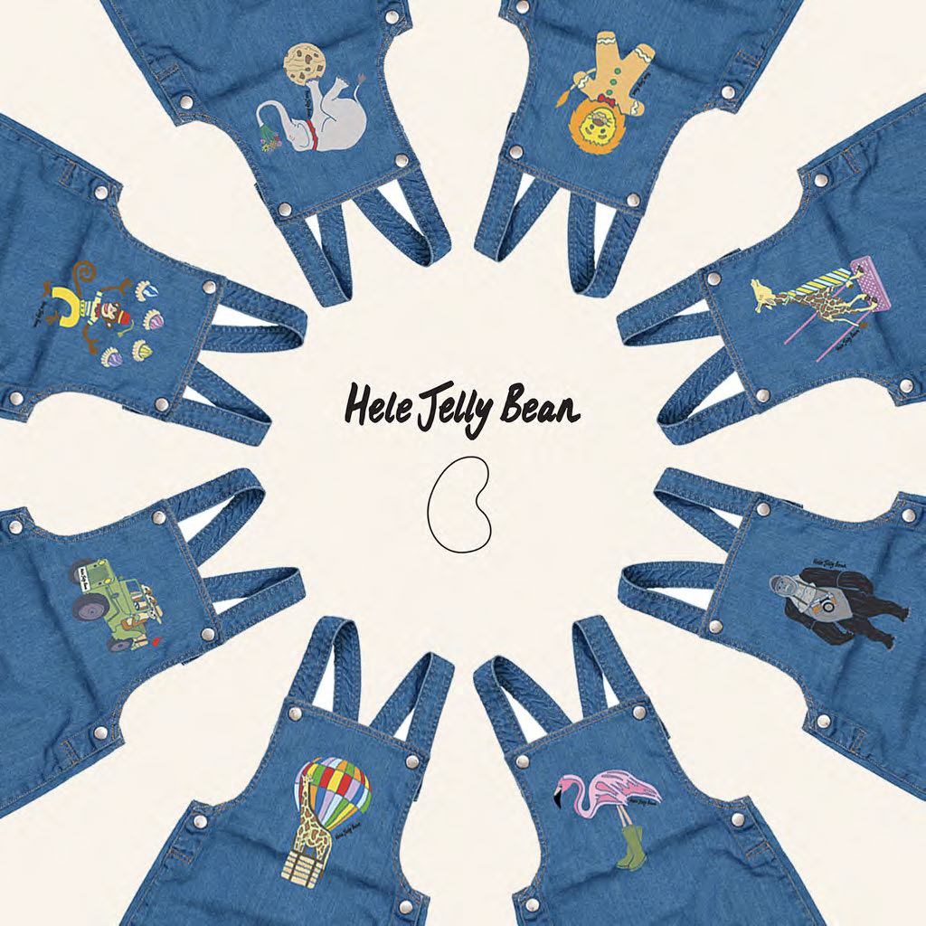 Organic Cotton Kids Denim Dungarees - Ice Gem Monkey