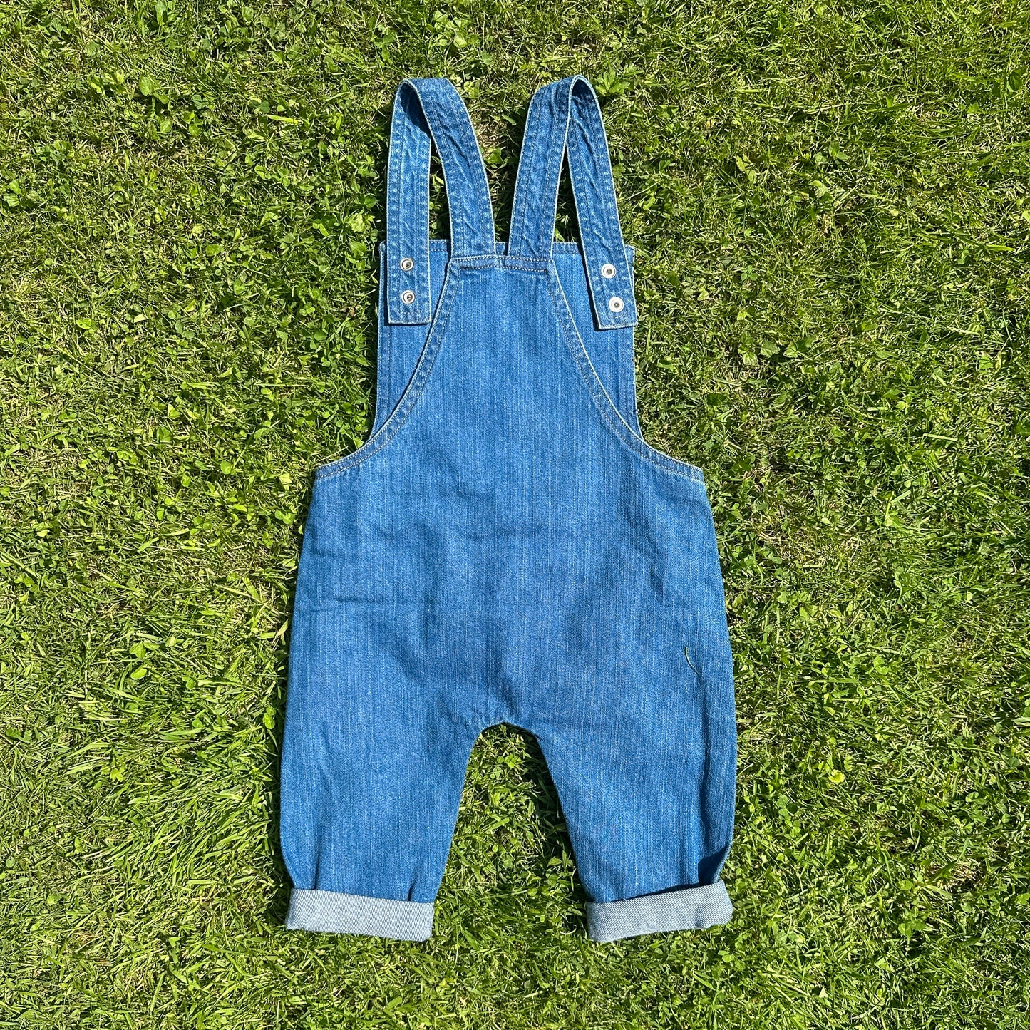Organic Cotton Kids Denim Dungarees - Ice Gem Monkey