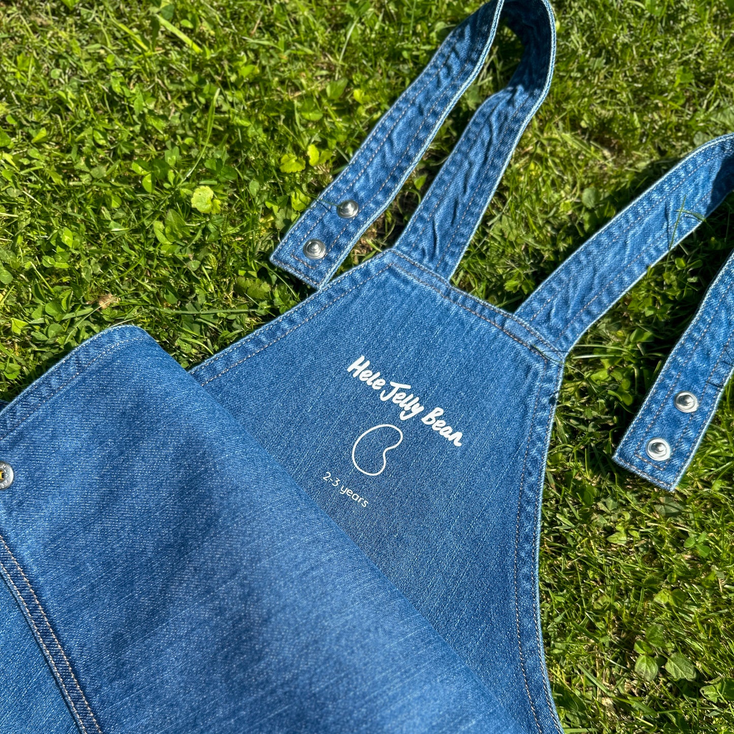Organic Cotton Kids Denim Dungarees - Ice Gem Monkey