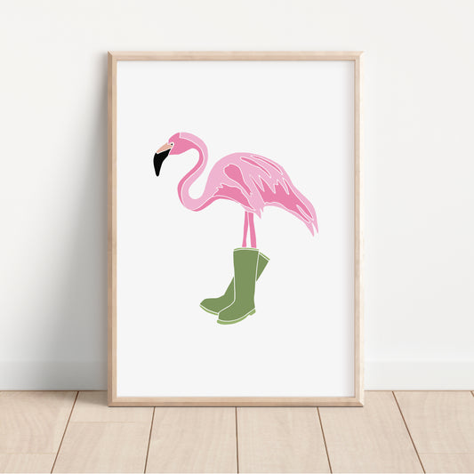Flamingo in Wellies - No Ordinary Safari Print