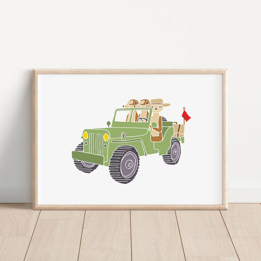 Meerkats Driving a Jeep - No Ordinary Safari Print