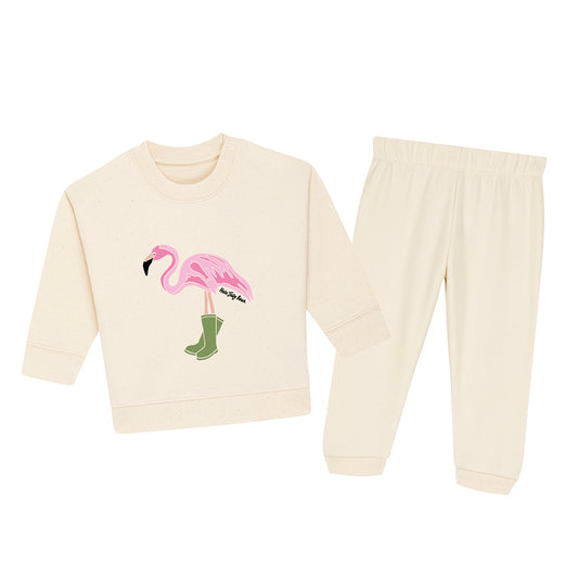Organic Cotton Kids Sweater Set - Flamingo in Wellies