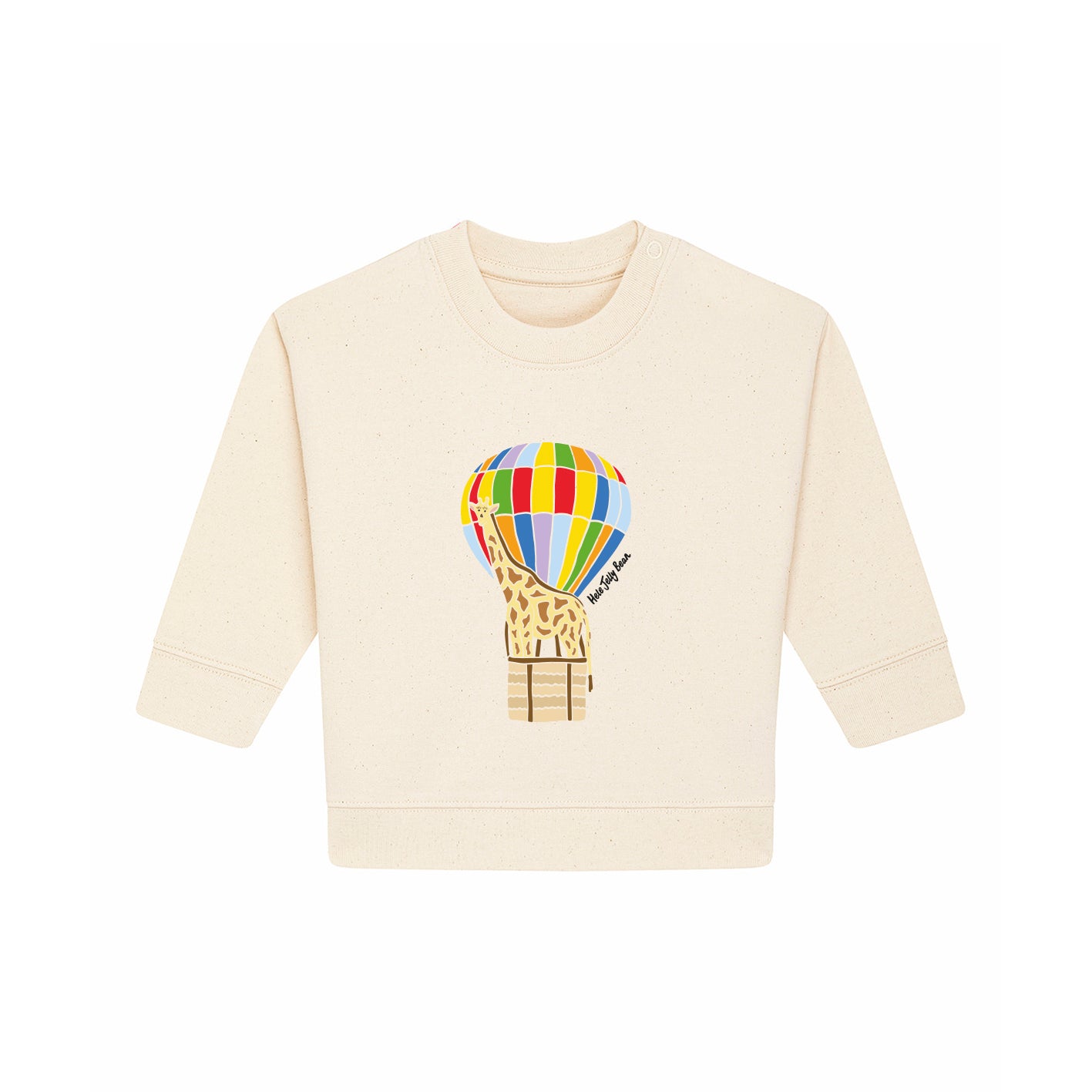 Organic Cotton Kids Sweater Set - Giraffe in a Hot Air Balloon