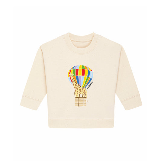 Organic Cotton Kids Sweater Set - Giraffe in a Hot Air Balloon
