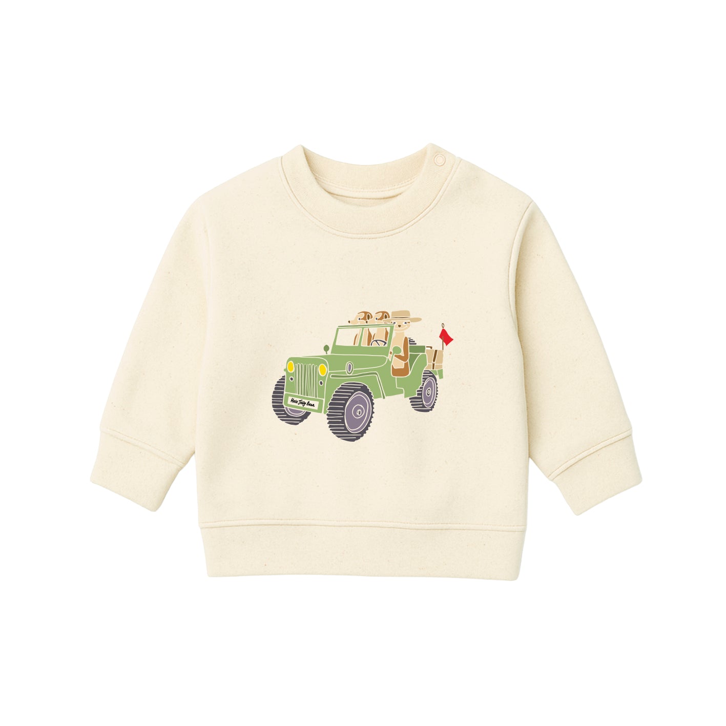 Organic Cotton Kids Sweatshirt - Meerkats in Jeep
