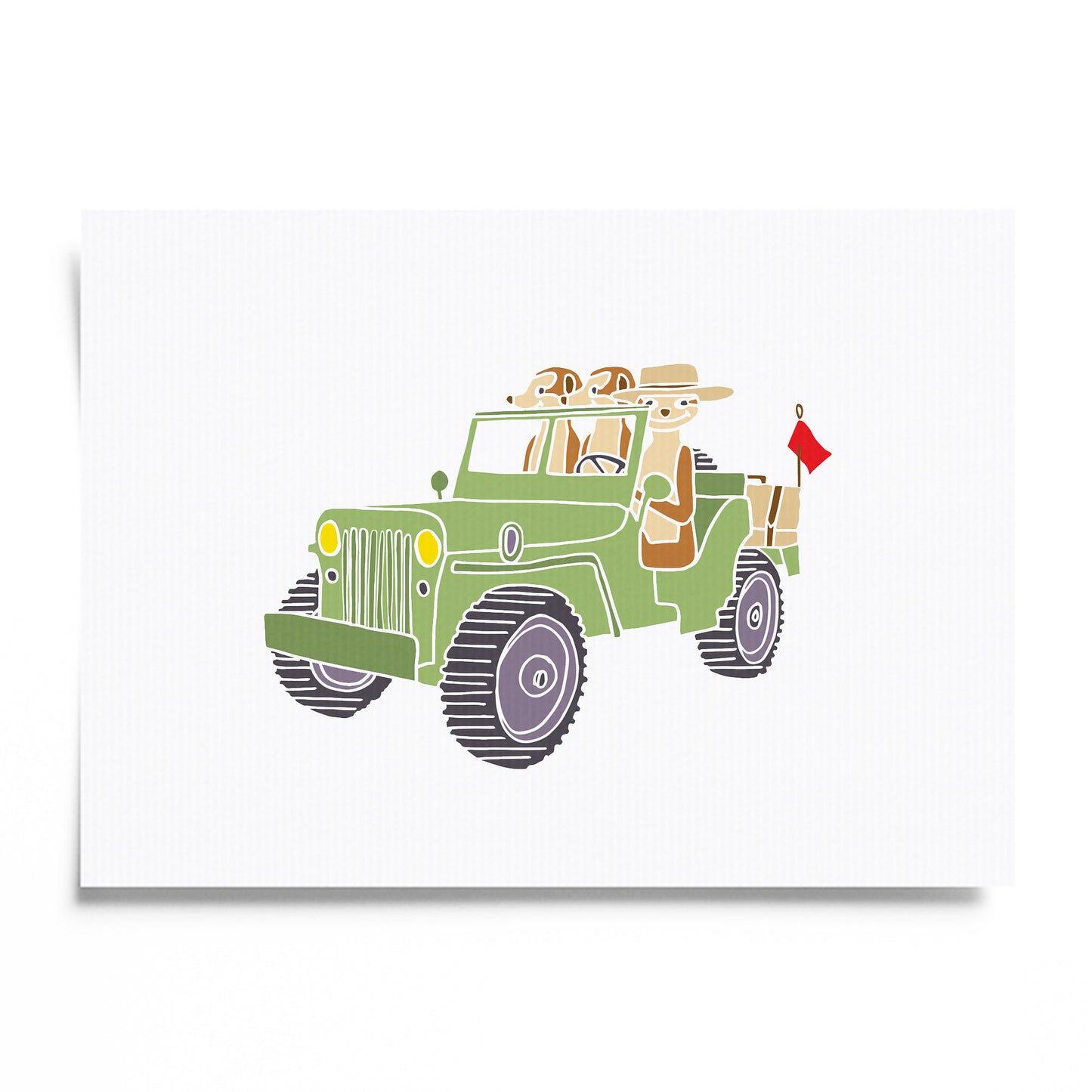 Meerkats Driving a Jeep - No Ordinary Safari Print