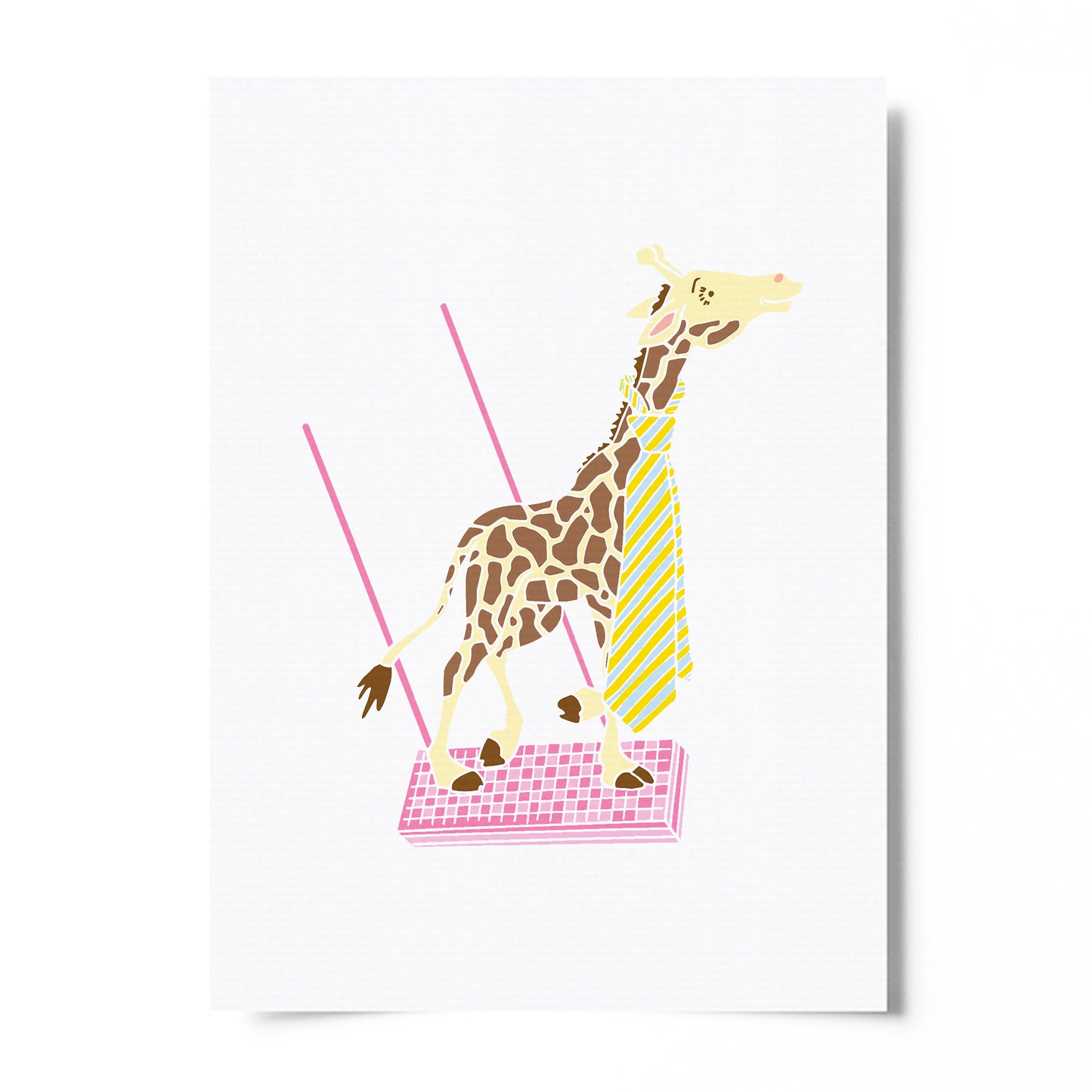 Giraffe on a Pink Wafer Trapeze - Circus Tea Party Print