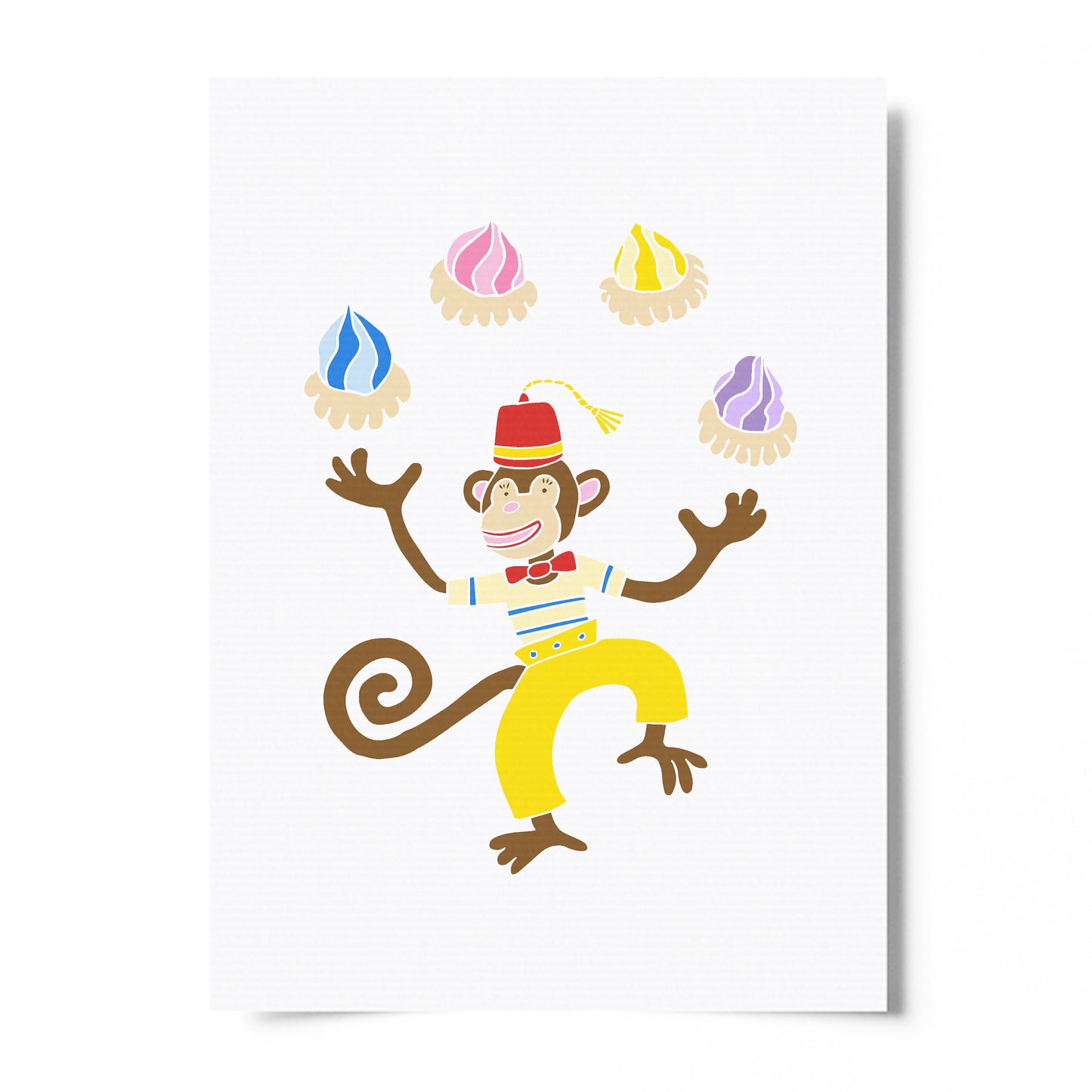 Monkey Juggling Ice Gems - Circus Tea Party Print