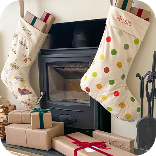 Personalised Christmas Stocking - Christmas Polka Dot