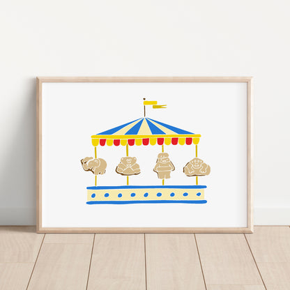 Animal biscuit carousel - Circus Tea Party Print