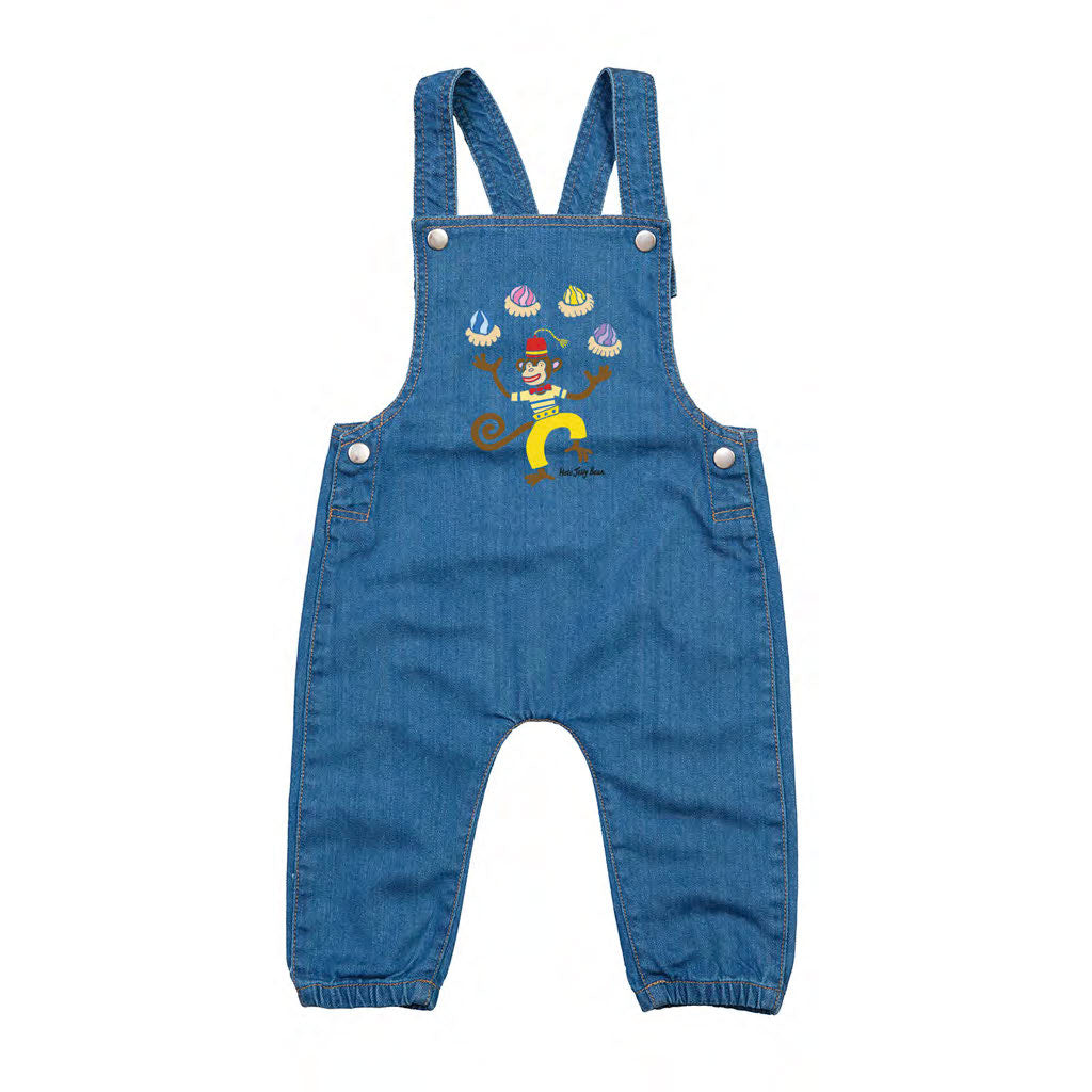 Organic Cotton Kids Denim Dungarees - Gorilla with a Camera