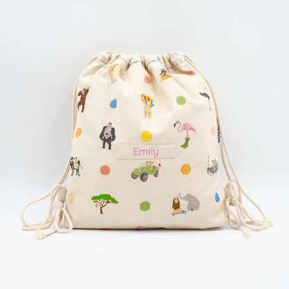 Personalised Children's Drawstring Bag - No Ordinary Safari