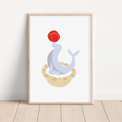 Cherry Bakewell Seal - Circus Tea Party Print