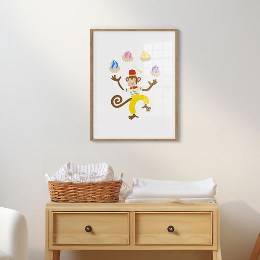 Monkey Juggling Ice Gems - Circus Tea Party Print