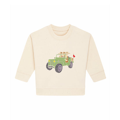 Organic Cotton Kids Sweater Set - Meerkats in a Jeep