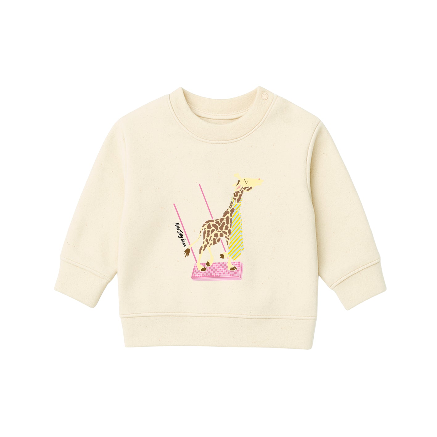 Organic Cotton Kids Sweatshirt - Pink Wafer Giraffe