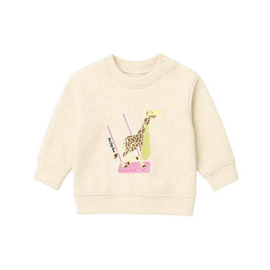 Organic Cotton Kids Sweatshirt - Pink Wafer Giraffe