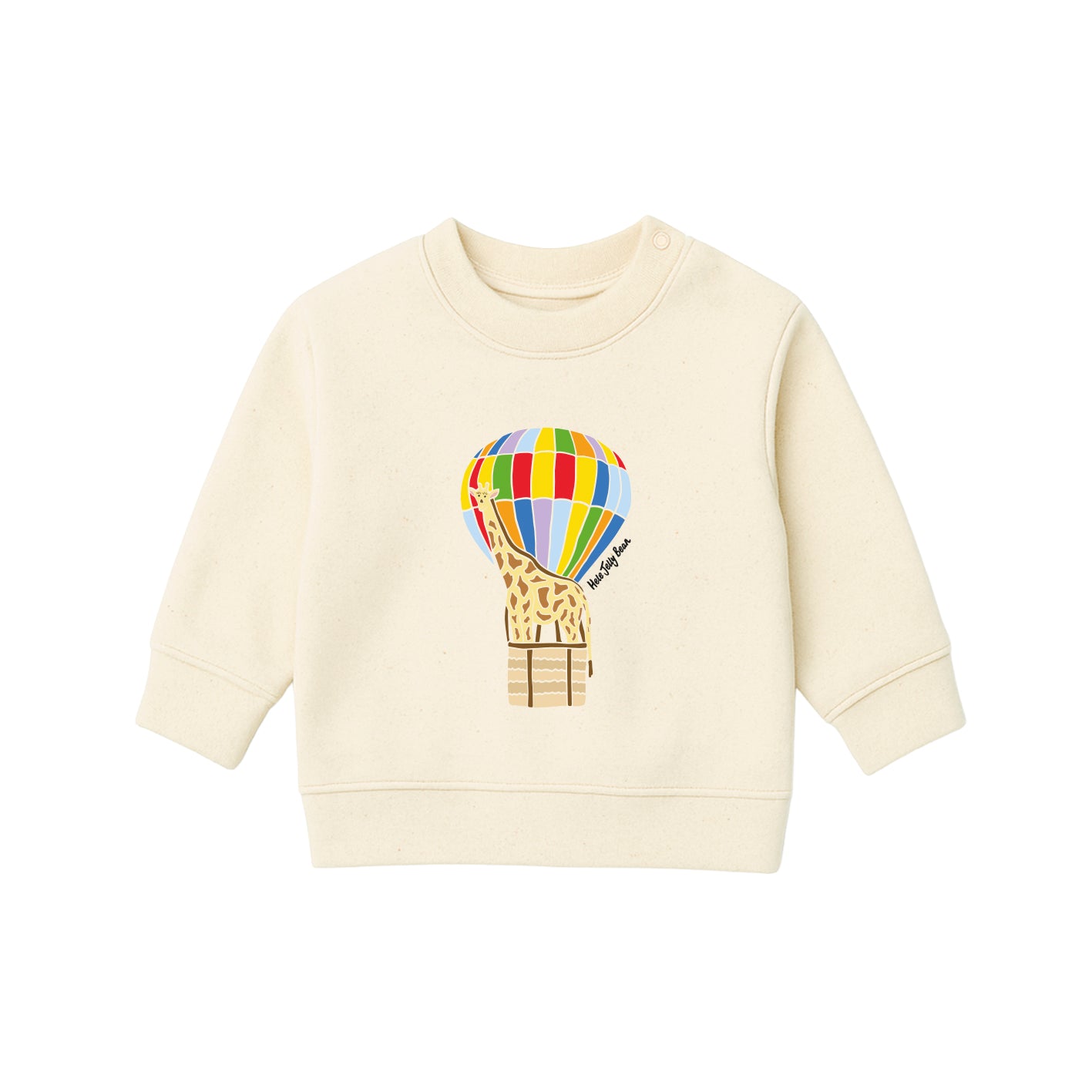 Organic Cotton Kids Sweatshirt - Giraffe in a Hot Air Balloon