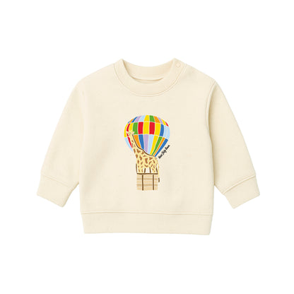Organic Cotton Kids Sweatshirt - Giraffe in a Hot Air Balloon