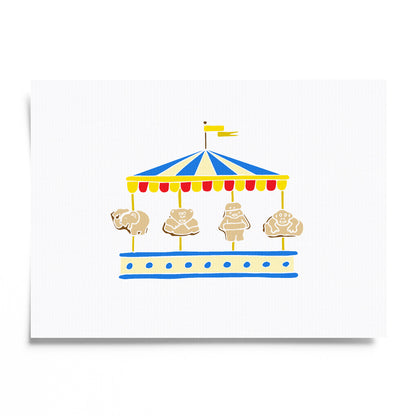 Animal biscuit carousel - Circus Tea Party Print