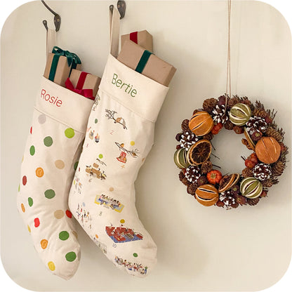 Personalised Christmas Stocking - Christmas Polka Dot